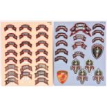35 US Ranger and Airborne Ranger cloth scroll badges, 16 diamond shaped numbered Ranger badges,