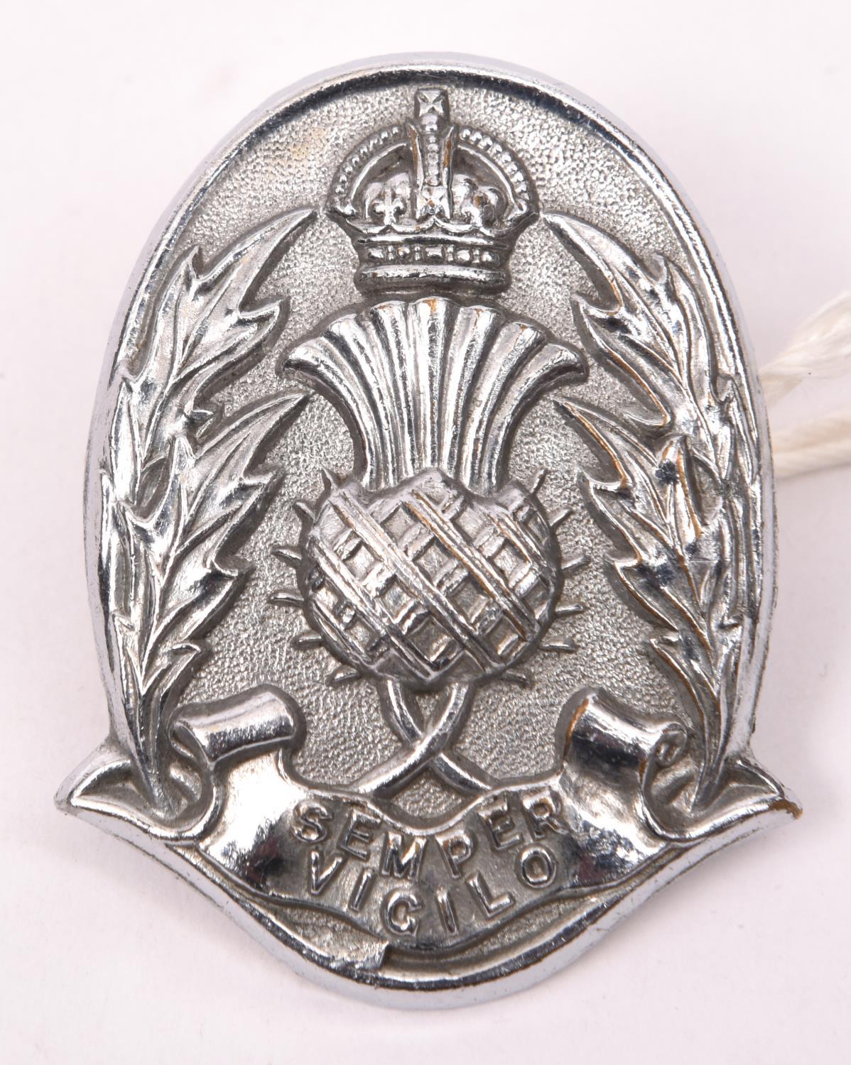 A rare pre 1952 Edinburgh City Police cap badge size chrome plated helmet plate. GC £65-70