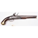 A Belgian late 18th century 12 bore (18mm) military pattern flintlock holster pistol, 17½”
