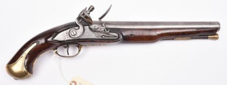 A Belgian late 18th century 12 bore (18mm) military pattern flintlock holster pistol, 17½”