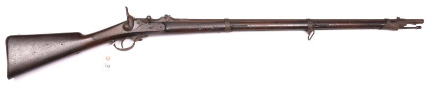 A Belgian 11mm centre fire Albini Braendlin breech loading military rifle, 53½” overall, barrel 43½”