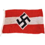 A Third Reich NSDAP printed flag, 58" x 33", central swastika. GC £80-100