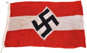 A Third Reich NSDAP printed flag, 58" x 33", central swastika. GC £80-100