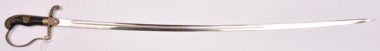 A Third Reich Army officer’s sword by Alcoso, plated blade 33½”, brass hilt with oak leaf decoration