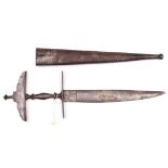 An all steel South Indian dagger chilanum, the hilt of simple construction, with octagonal grip