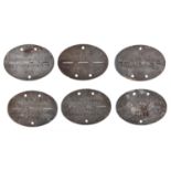 6 WWII German oval zing “dog tags”:”SS-Pz.Gren. Ausb. u.E.B.16" and number 472; “SS-PANZ.GREN. RGT.
