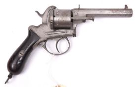 A Belgian 6 shot 12mm Lefaucheux double action pinfire revolver by Francotte, c 1865, number 101413,