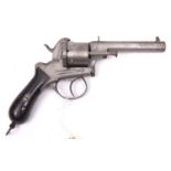 A Belgian 6 shot 12mm Lefaucheux double action pinfire revolver by Francotte, c 1865, number 101413,