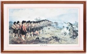 5 coloured military prints: “The Thin Red Line” by Gibb,36½” x 22"; “The British Army” by Orlando