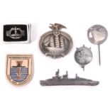 6 Third Reich items, Blockade Runners tiepin, U Boat silver ring, and 4 other items. GC (6) £40-50