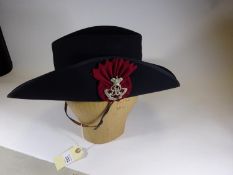 A black felt slouch hat of the Queen’s Own Oxfordshire Hussars, with narrow black silk edging to the