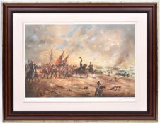 “Wellington’s Finest Hour” a coloured print of an incident at Waterloo, by David Cartwright, a