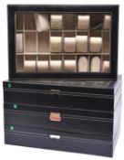 4 display/storage cases for watches, each with 24 compartments, some containing shaped pads to