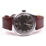 D marked Selza wristwatch. Serial D 509445. Plated case with brushed finish, light wear, 33mm