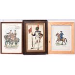 A coloured print by “Chas C Stadden”, of two mounted Hussar officers, inscribed in ink across the