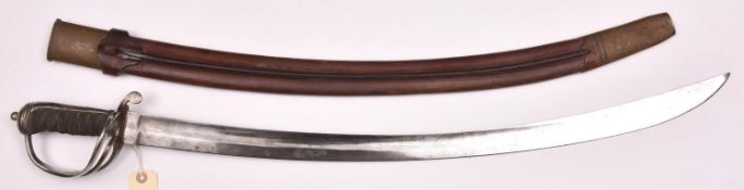 A very scarce Victorian Indian Mountain Artillery officer’s sabre, curved broad blade 30" marked “