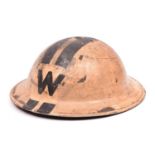 A scarce WWII ARP Senior Warden’s steel helmet, marked “BMB” (Briggs Motor Bodies) 1939, GC (sorbo