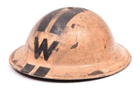 A scarce WWII ARP Senior Warden’s steel helmet, marked “BMB” (Briggs Motor Bodies) 1939, GC (sorbo