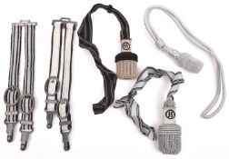 2 sets of reproduction Third Reich dagger straps, of silver bullion and black velvet; 2 similar SS