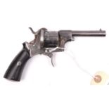 A Belgian 6 shot 7mm Comblain system double action pinfire revolver, c 1860, round barrel with