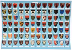 84 different South African army plastic covered shield shoulder flashes, with spike and clasp