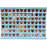 84 different South African army plastic covered shield shoulder flashes, with spike and clasp