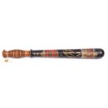 A William IV Police painted wood truncheon, for Leek (Staffordshire) Special Constable, painted with