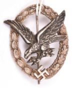 A Third Reich Luftwaffe Radio Operator/Air Gunner’s badge, by B&NL (Berg & Nolte, Ludensheid), of