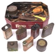 A quantity of gun cleaning items including jags, brushes, oil cans etc; a 19th century percussion