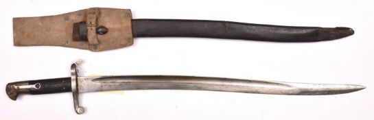 An 1856 pattern Enfield “Yataghan” sword bayonet, blade 22½”, pommel marked “WS” (in script),