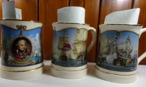 A set of 6 Nelson commemorative tankards, made by Wedgwood, issued by Danbury Mint: Cape St Vincent,