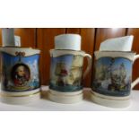 A set of 6 Nelson commemorative tankards, made by Wedgwood, issued by Danbury Mint: Cape St Vincent,
