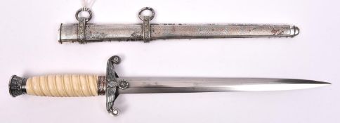 A Third Reich Army officer’s dagger, by F Herder, Solingen, with white grip and silver plated