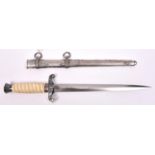 A Third Reich Army officer’s dagger, by F Herder, Solingen, with white grip and silver plated