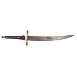 A late 17th century private purchase plug bayonet, slightly curved single edged blade 11½” with