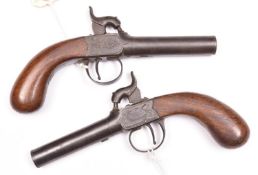 A pair of mid 19th century 46 bore percussion boxlock pocket pistols, by Clough & Son, 7½”
