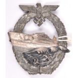 A Third Reich 2nd pattern E boat badge, marked “FEC.W.E. PEEKHAUS BERLIN/ AUSF. SCHWERIN BERLIN 68”,