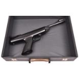 A .22” BSA Scorpion air pistol, with fully adjustable rearsight, telescopic sight grooves, black