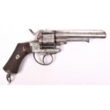 A Belgian 6 shot 9mm Lefaucheux Janssen double action closed frame pinfire revolver, number 94750, c