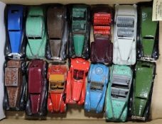14x Dinky Toys, 36/38 series, etc. Most for restoration. Including; Armstrong-Siddeley, Frazer-Nash,