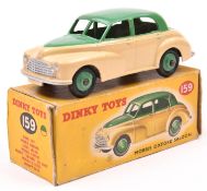 Dinky Toys Morris Oxford (159). An example in mid green and cream with mid green wheels and black
