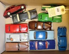 11 Dinky Toys American Cars. Plymouth Estate Car, 2x Ford Fordor/Sedan. Cadillac and a DeSoto