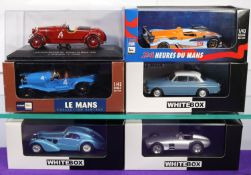 6 1:43 various cars. 3x White Box- Bugatti 57 Atlantic in metallic light blue. Plus a Mercedes