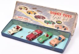 Dinky Toys Gift Set 149 Sports Cars. Containing 4 examples of this 5 car set. M.G. Midget in cream