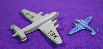 2 Dinky Toys Aircraft. A Light Transport Plane (62m). In dark blue with 'G-ATMH', complete with