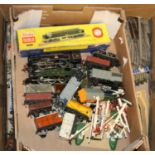 A quantity of Hornby Dublo railway. Including 2x locomotives for 3-rail running. A boxed BR Class 55