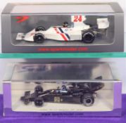 2 Spark 1:43 Racing Cars. Lotus 76 No.2 Belgian G.P. 1974, driver Jacky Ickx. Plus a Hesketh 308