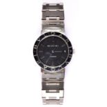 A Bulgari watch with automatic self winding movement, stainless steel case and bracelet, black