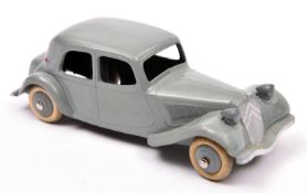 French Dinky Toys Citroen 11BL (24N). In light grey with body coloured ridged wheels and white