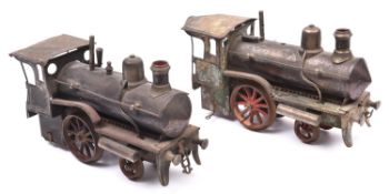 2x live steam German tinplate 'dribbler' locomotives for restoration in approximately Gauge One